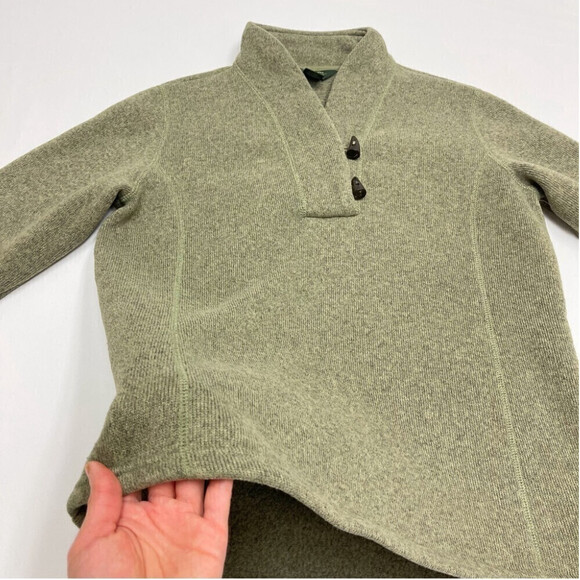 Eddie Bauer green polar fleece size L green tusks shape buttons woman’s - Picture 12 of 12